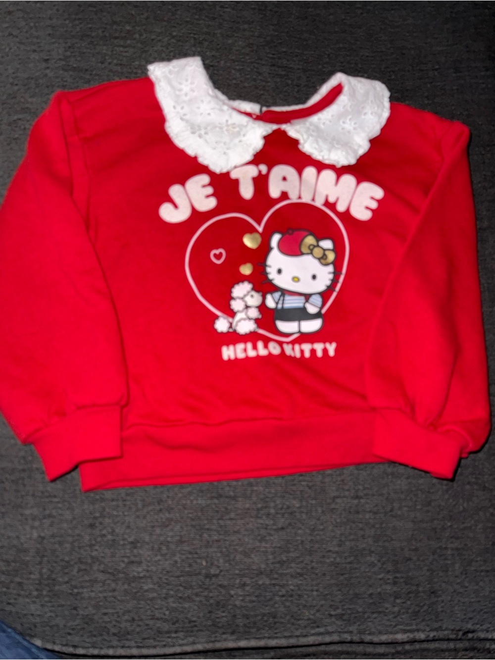 Hello Kitty Red Sweatshirt with White Lace Collar